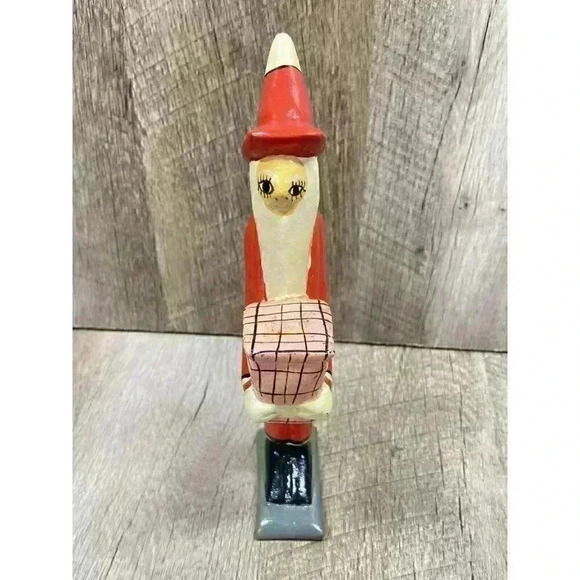 Handmade Wooden Santa Figure Present Carved Folk Art Yvens Leger Made In Haiti - Picture 4 of 8